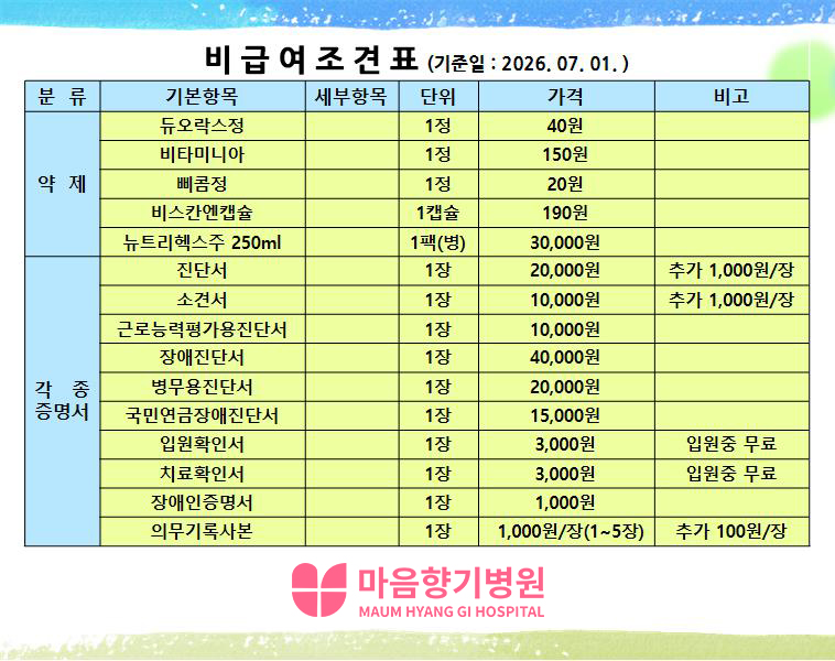 비급여 조견표